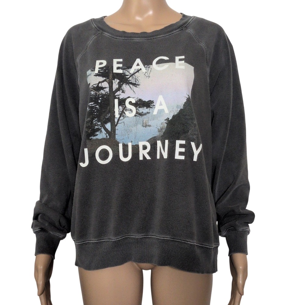 Wildfox Peace Is A Journey Graphic Sweatshirt Faded Charcoal Gray Size M USA